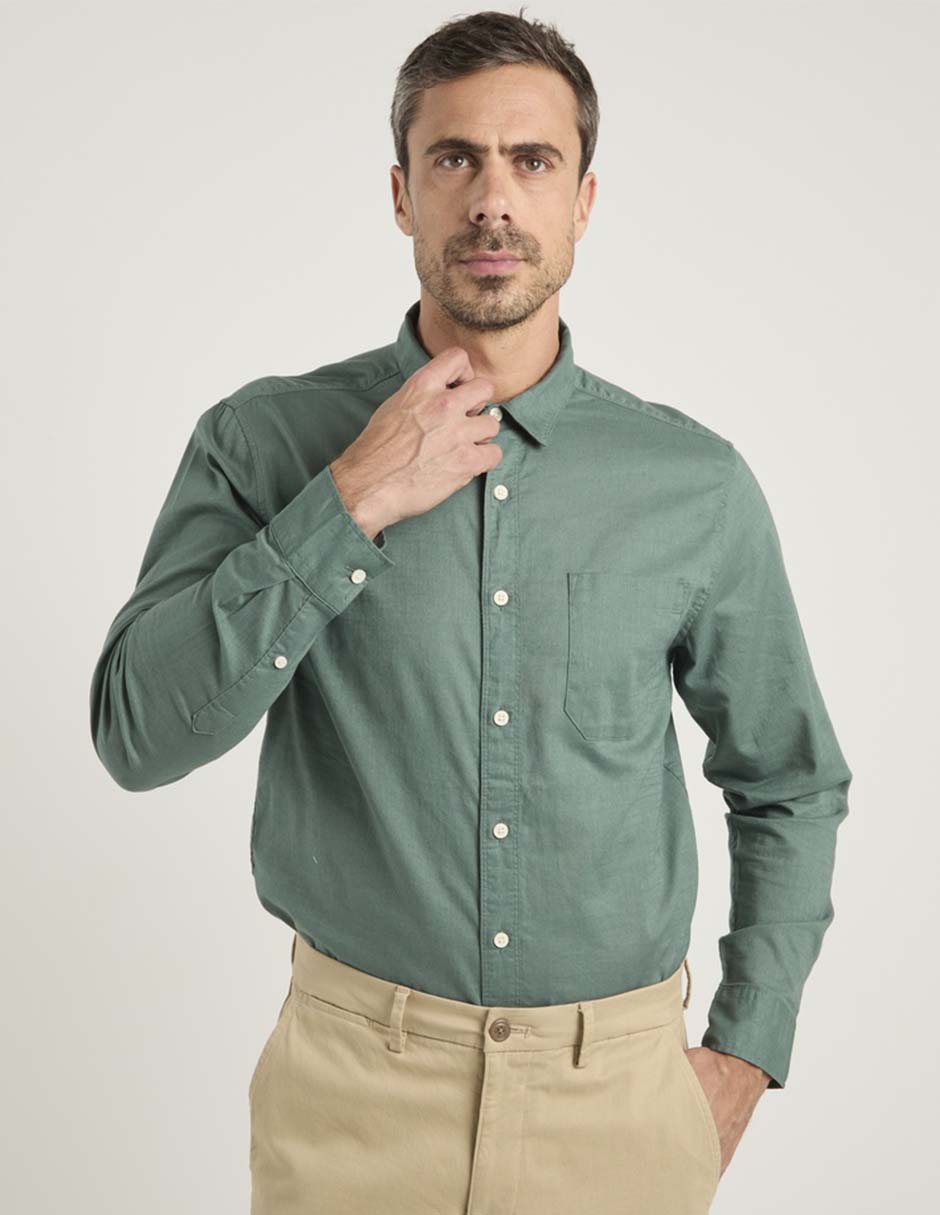 Camisa casual de algodón manga larga para hombre