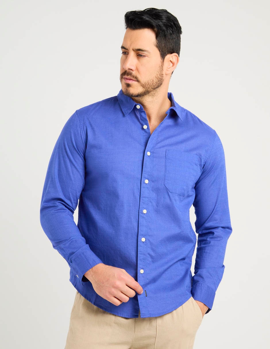 Camisa casual de algodón manga larga para hombre Camisa casual de algodón manga larga para hombre