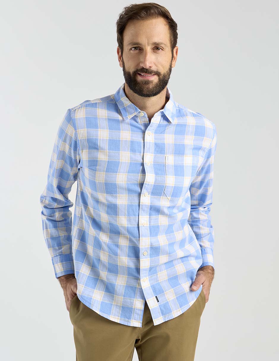 Camisa casual de algodón manga larga para hombre Camisa casual de algodón manga larga para hombre