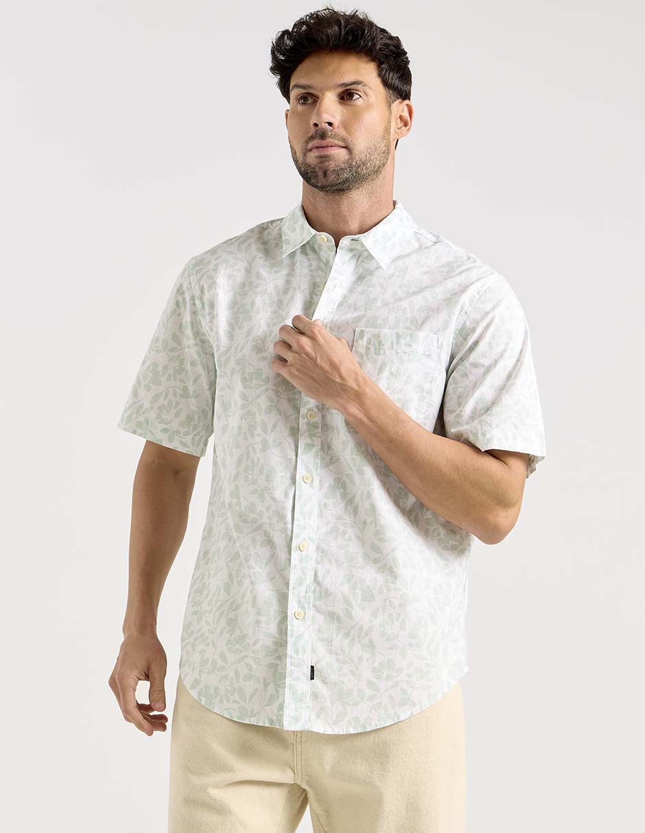 Camisa casual de algodón manga corta para hombre