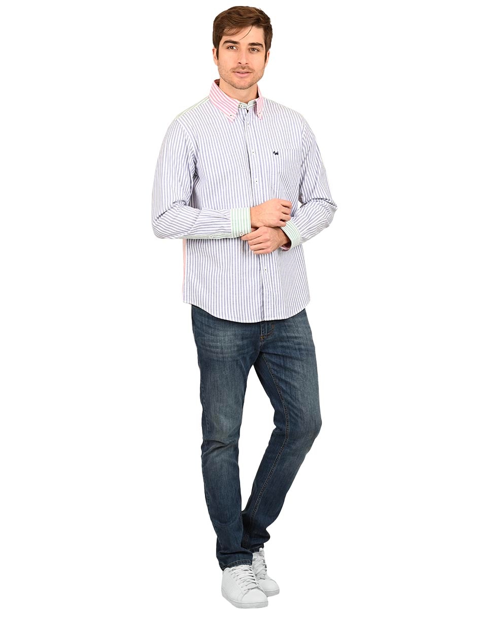 Camisa casual de algodón manga larga para hombre