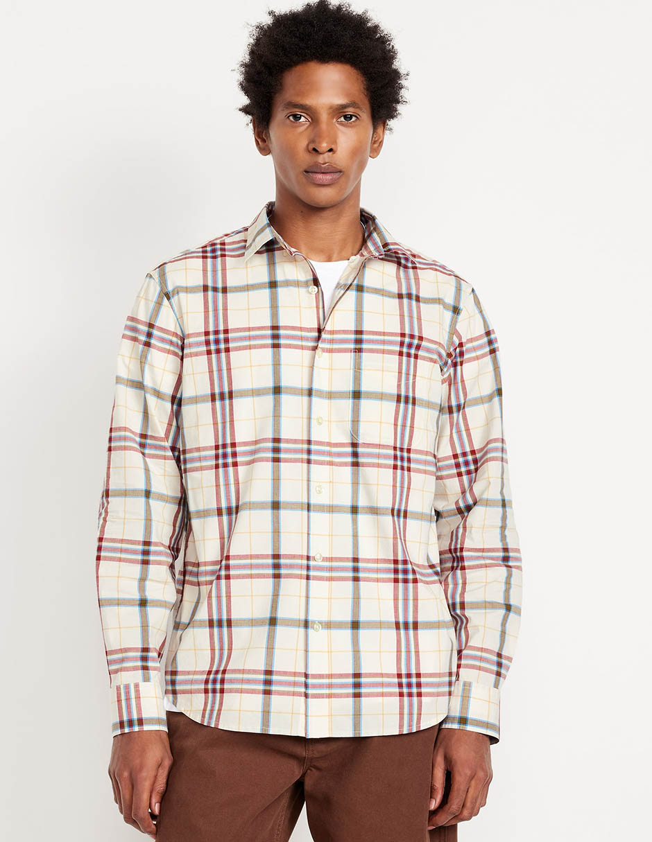 Camisa casual de algodón manga larga para hombre