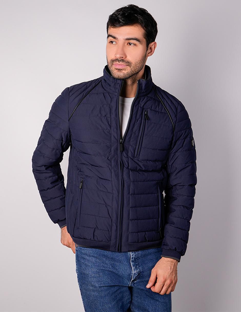 Chamarra capitonada cuello a contraste para hombre Chamarra capitonada cuello a contraste para hombre