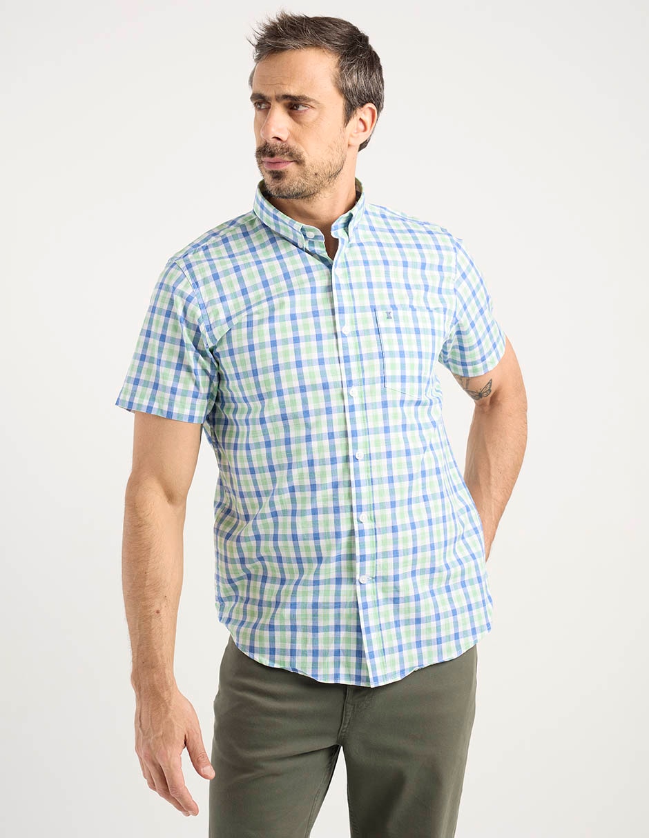 Camisa casual de algodón manga corta para hombre 7