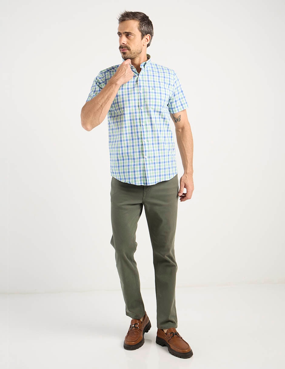 Camisa casual de algodón manga corta para hombre 8
