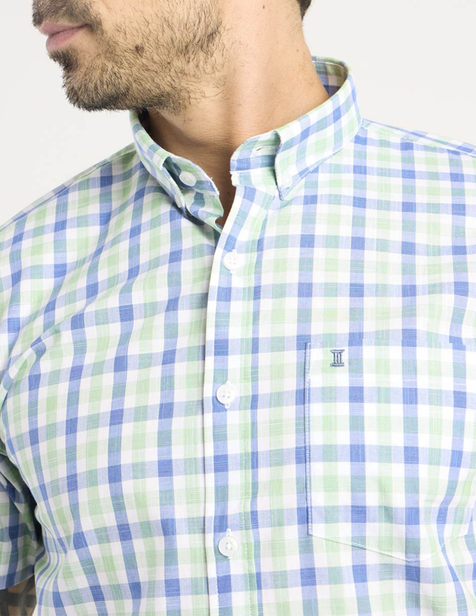 Camisa casual de algodón manga corta para hombre 9