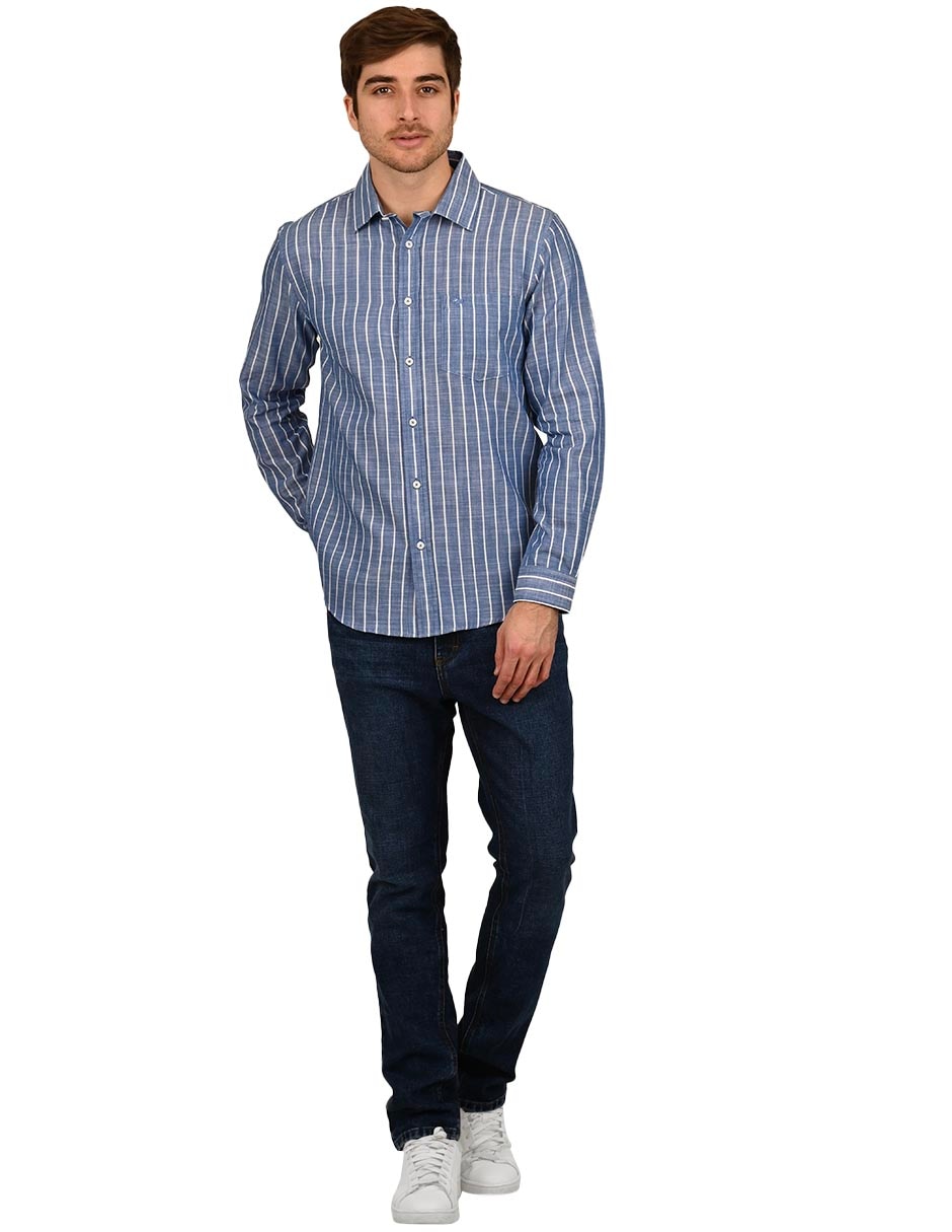 Camisa de algodón manga larga para hombre