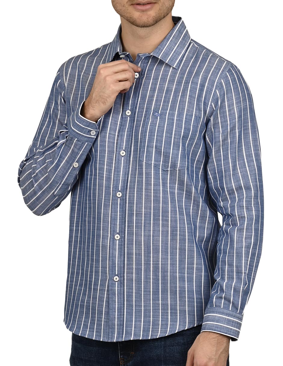 Camisa de algodón manga larga para hombre