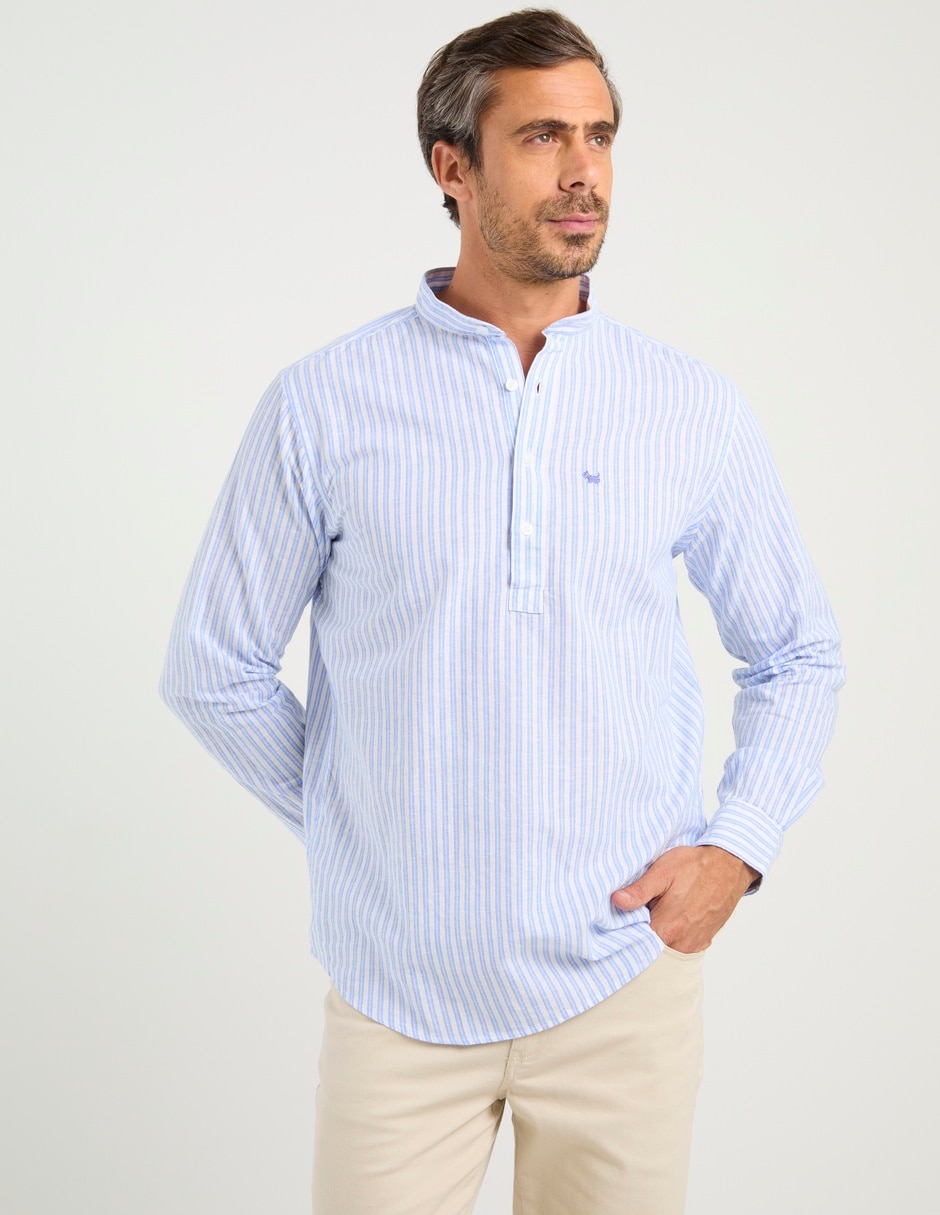 Camisa casual de algodón manga larga para hombre 1