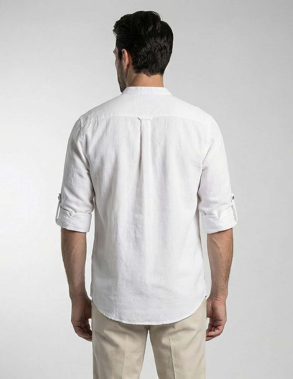 Camisa casual de algodón manga larga para hombre 8