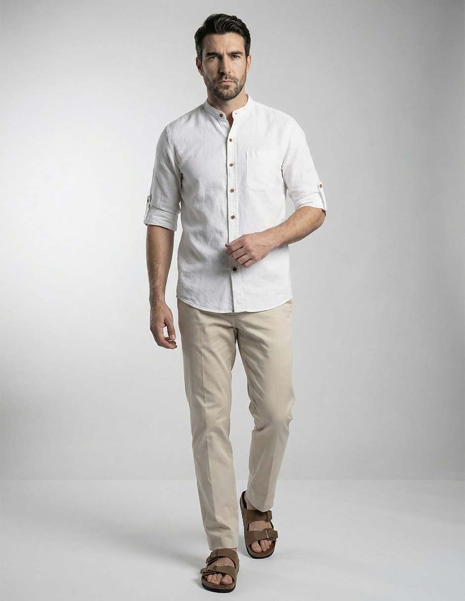 Camisa casual de algodón manga larga para hombre 9