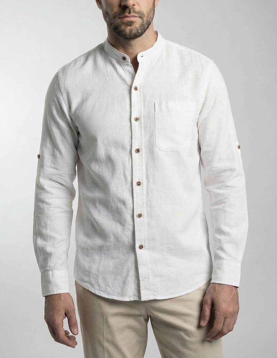 Camisa casual de algodón manga larga para hombre 10