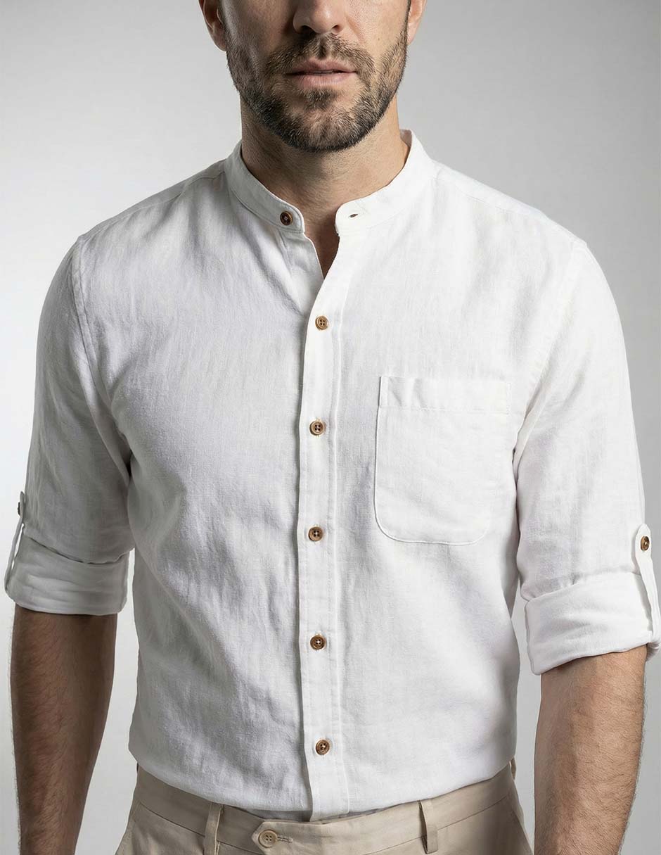 Camisa casual de algodón manga larga para hombre 11