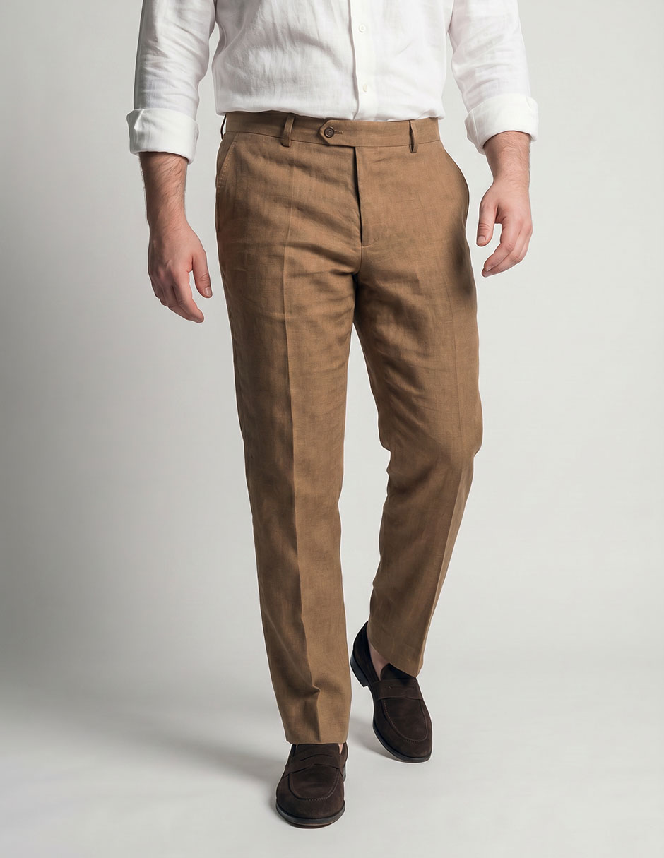 Pantal—n formal chislim ‡bito de lino para hombre 4
