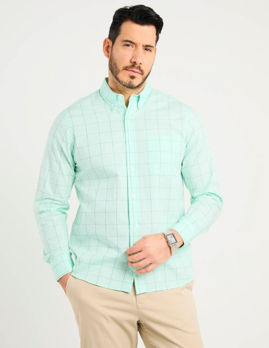 Camisa casual Regent Street de algodón manga larga para hombre