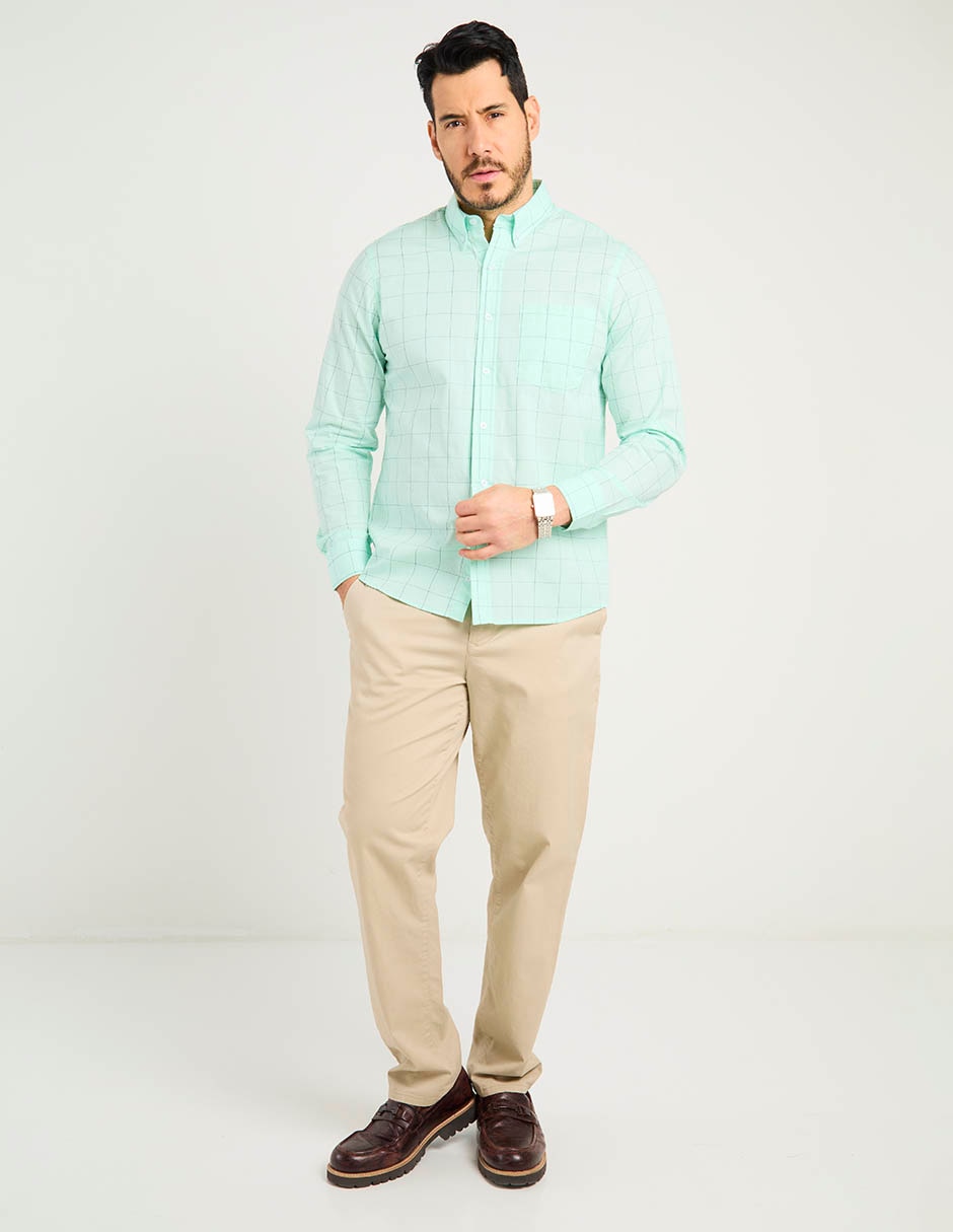 Camisa casual Regent Street de algodón manga larga para hombre
