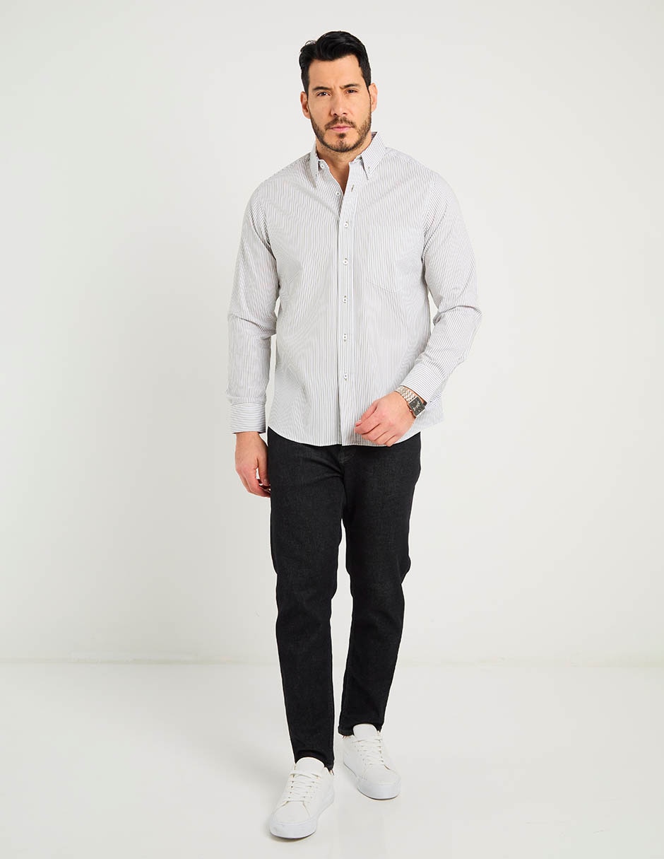 Camisa casual manga larga para hombre 8
