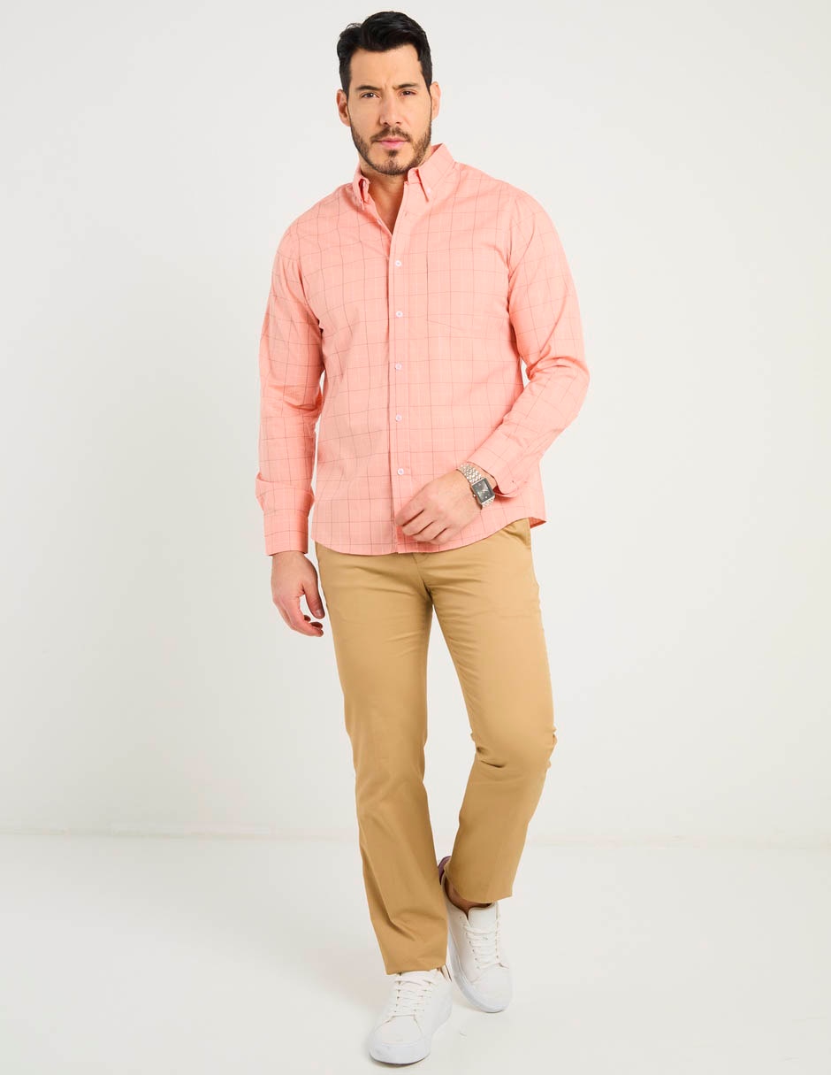 Camisa casual Regent Street de algodón manga larga para hombre