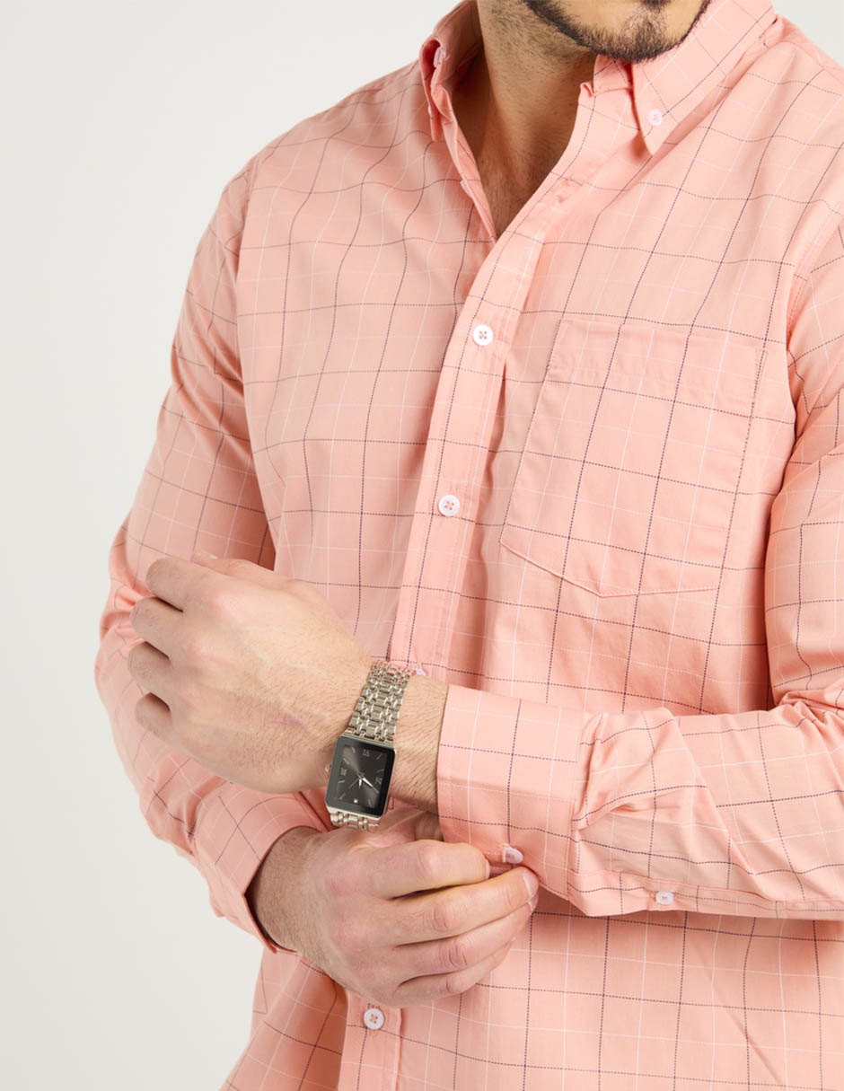 Camisa casual Regent Street de algodón manga larga para hombre