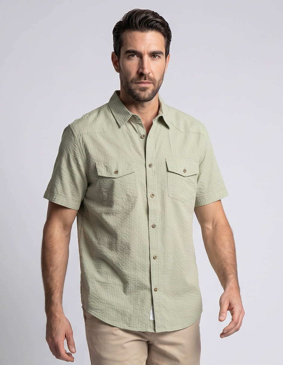 Camisa casual de algodón manga corta para hombre Camisa casual de algodón manga corta para hombre