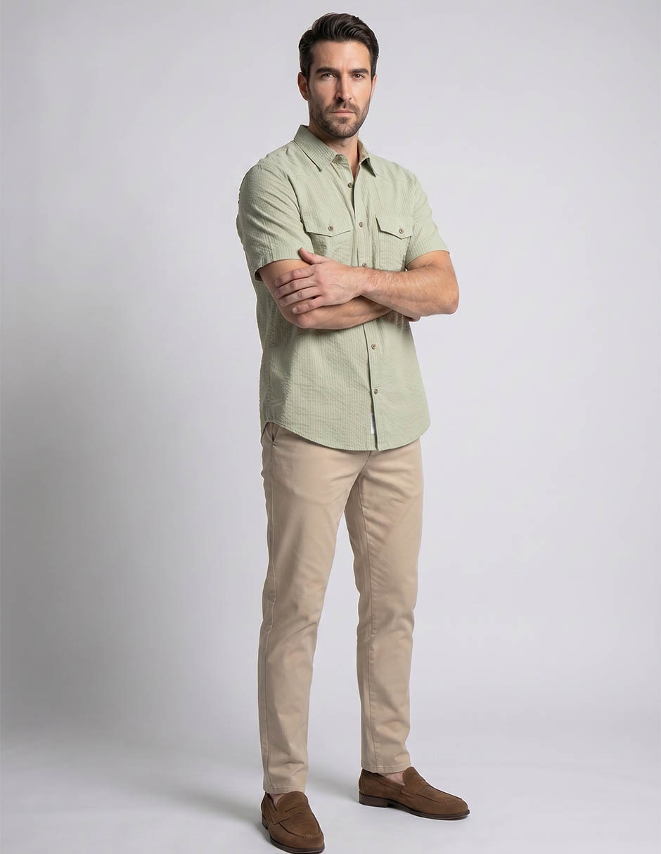 Camisa casual Bass Outdoors de algodón manga corta para hombre