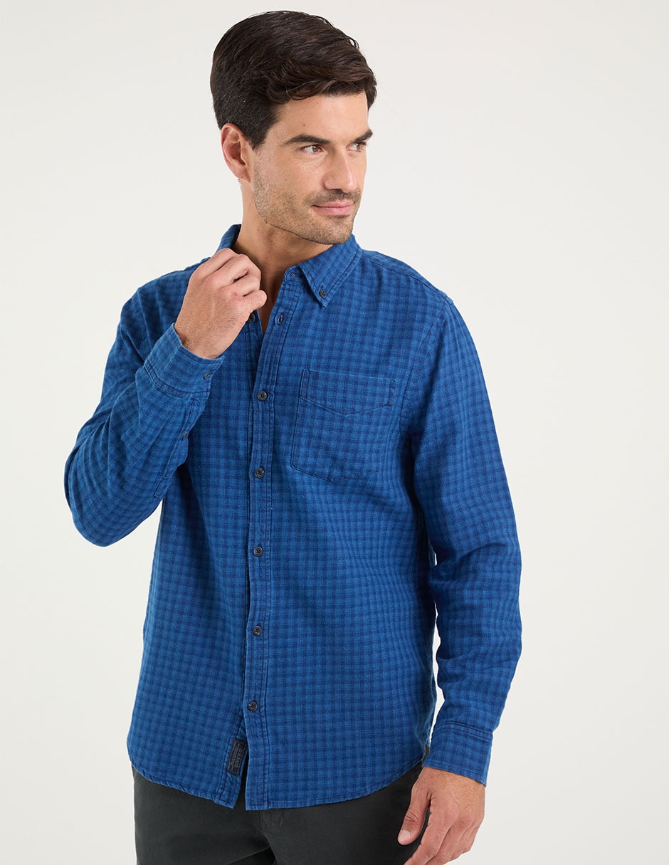 Camisa casual de algodón manga larga para hombre