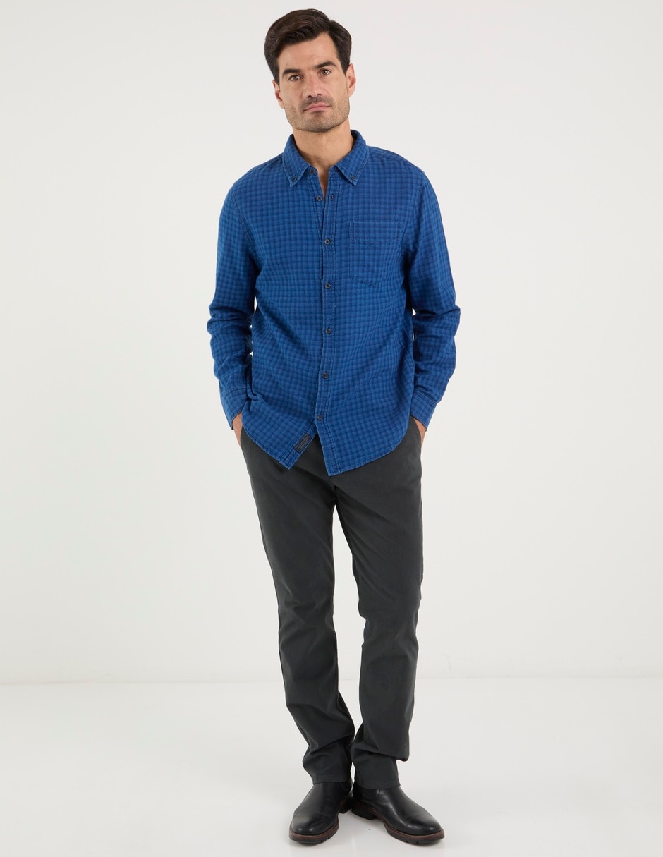 Camisa casual de algodón manga larga para hombre