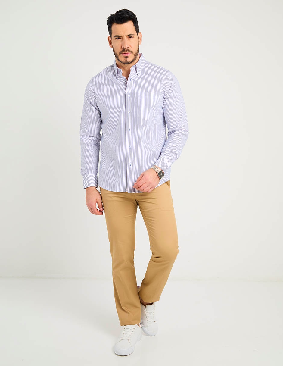 Camisa casual de algodón manga larga para hombre 8