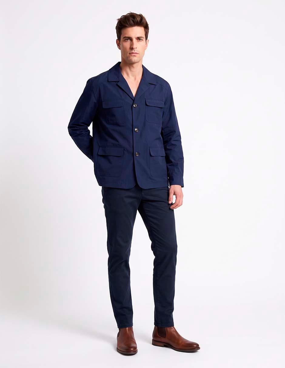 Chamarra casual con bolsillos para hombre