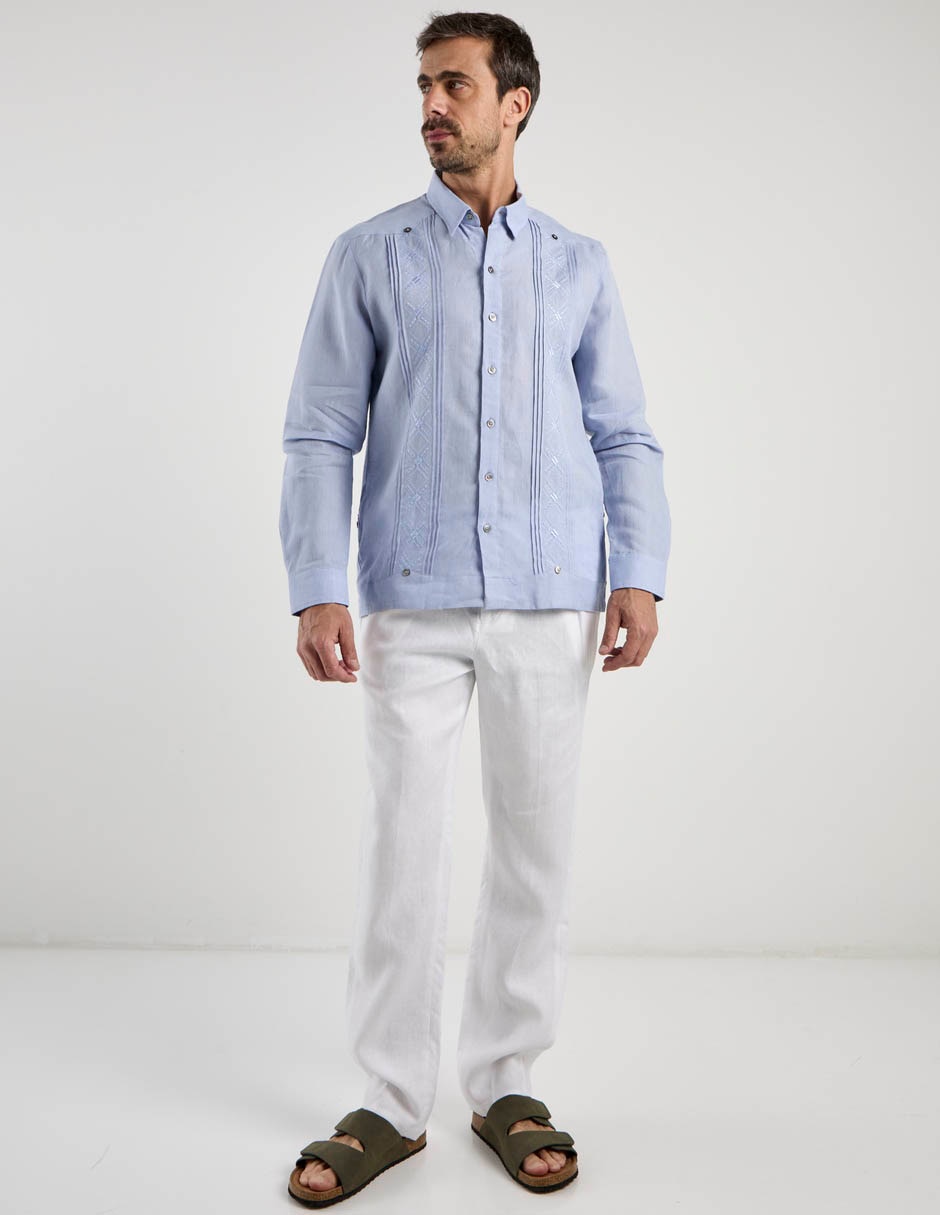 Pantalón chino slim de lino para hombre 5