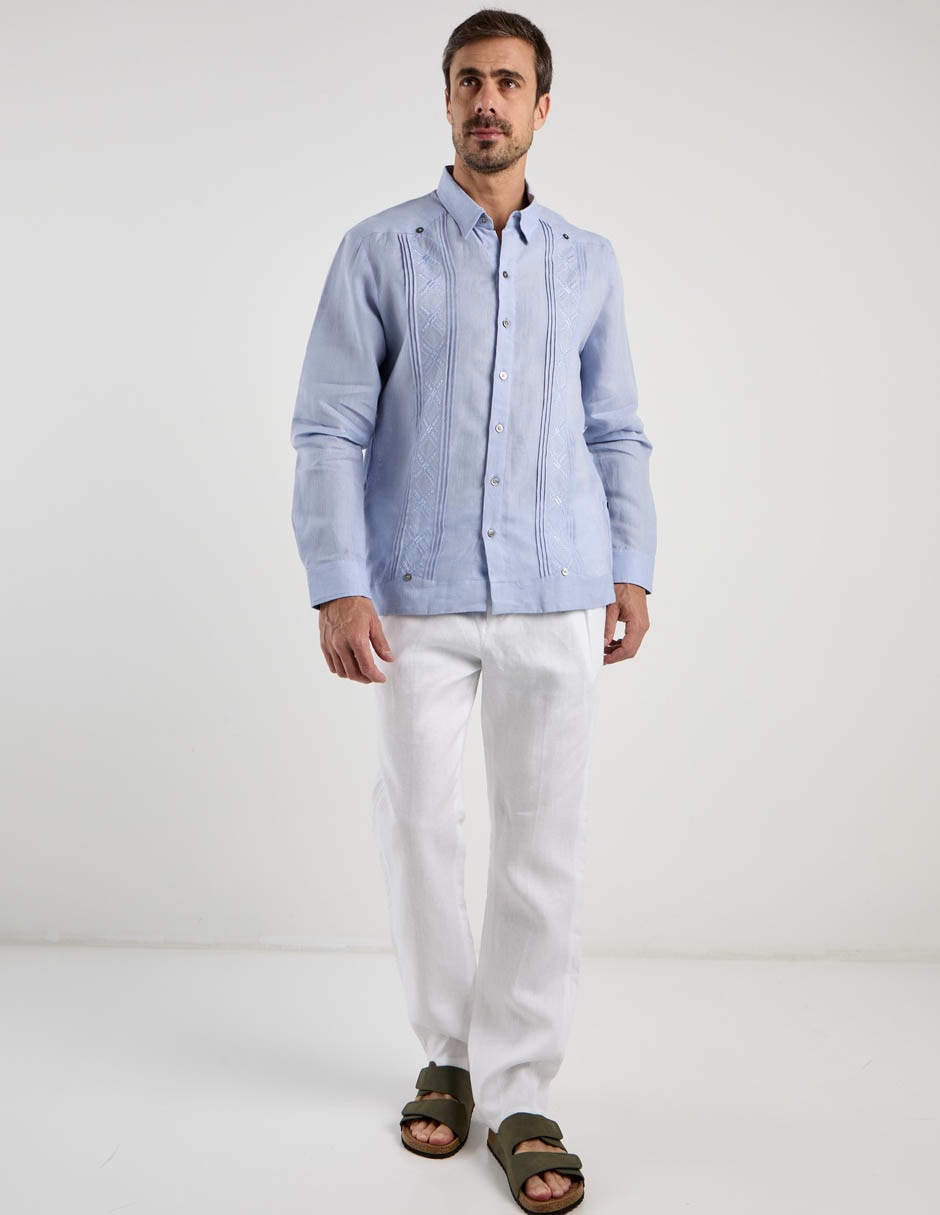 Pantalón chino slim de lino para hombre 4