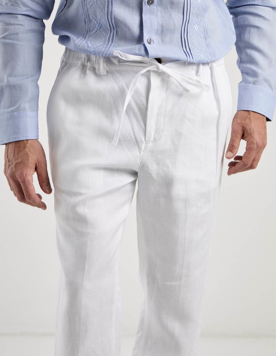 Pantalón chino slim de lino para hombre 3