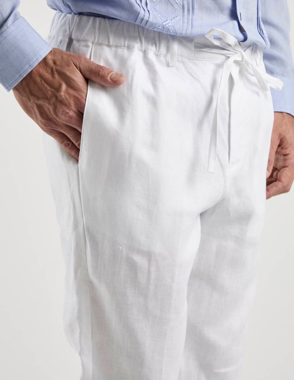 Pantalón chino slim de lino para hombre 2