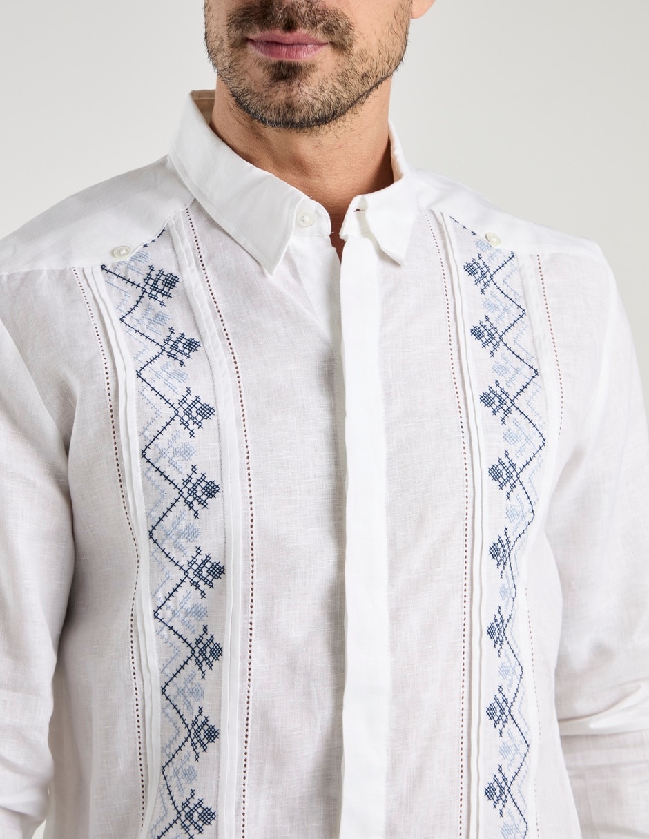 Guayabera manga larga para hombre 4