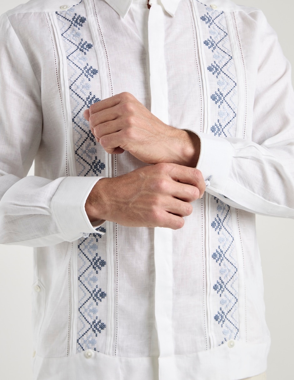 Guayabera manga larga para hombre 5
