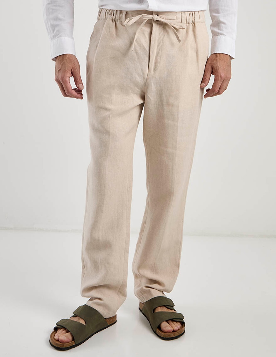 Pantalón chino slim de lino para hombre Pantalón chino slim de lino para hombre