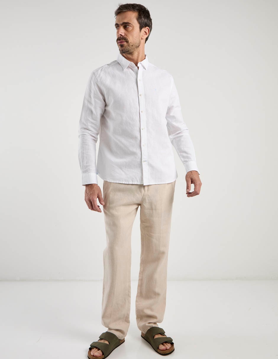 Pantalón chino slim de lino para hombre 5