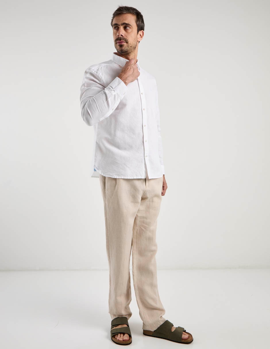 Pantalón chino slim de lino para hombre 4