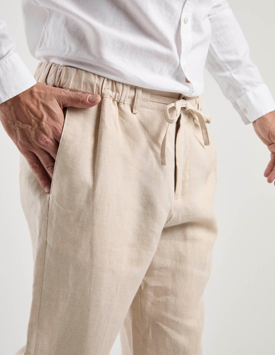 Pantalón chino slim de lino para hombre 3