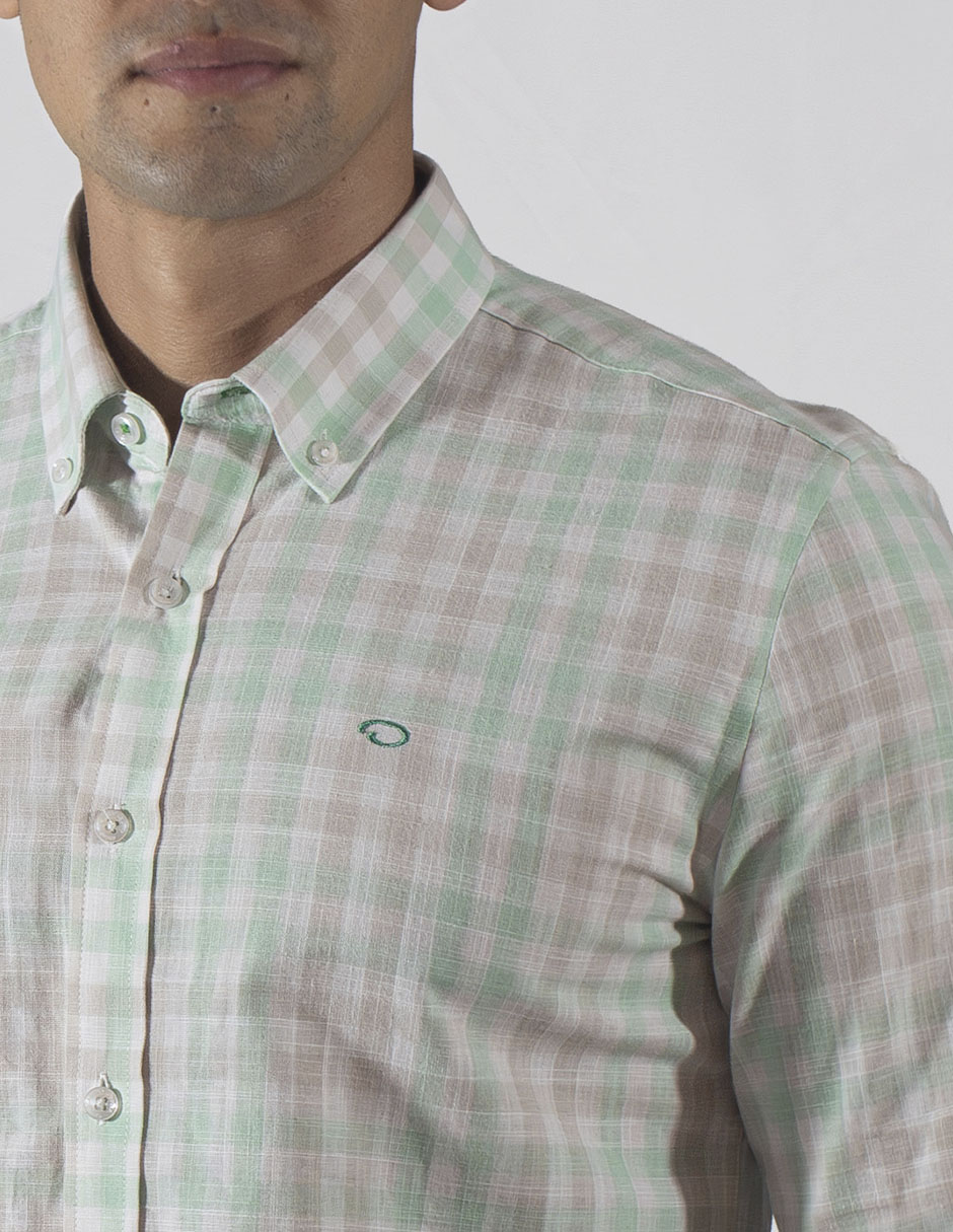 Camisa casual Oscar De La Renta de algodón manga larga para hombre