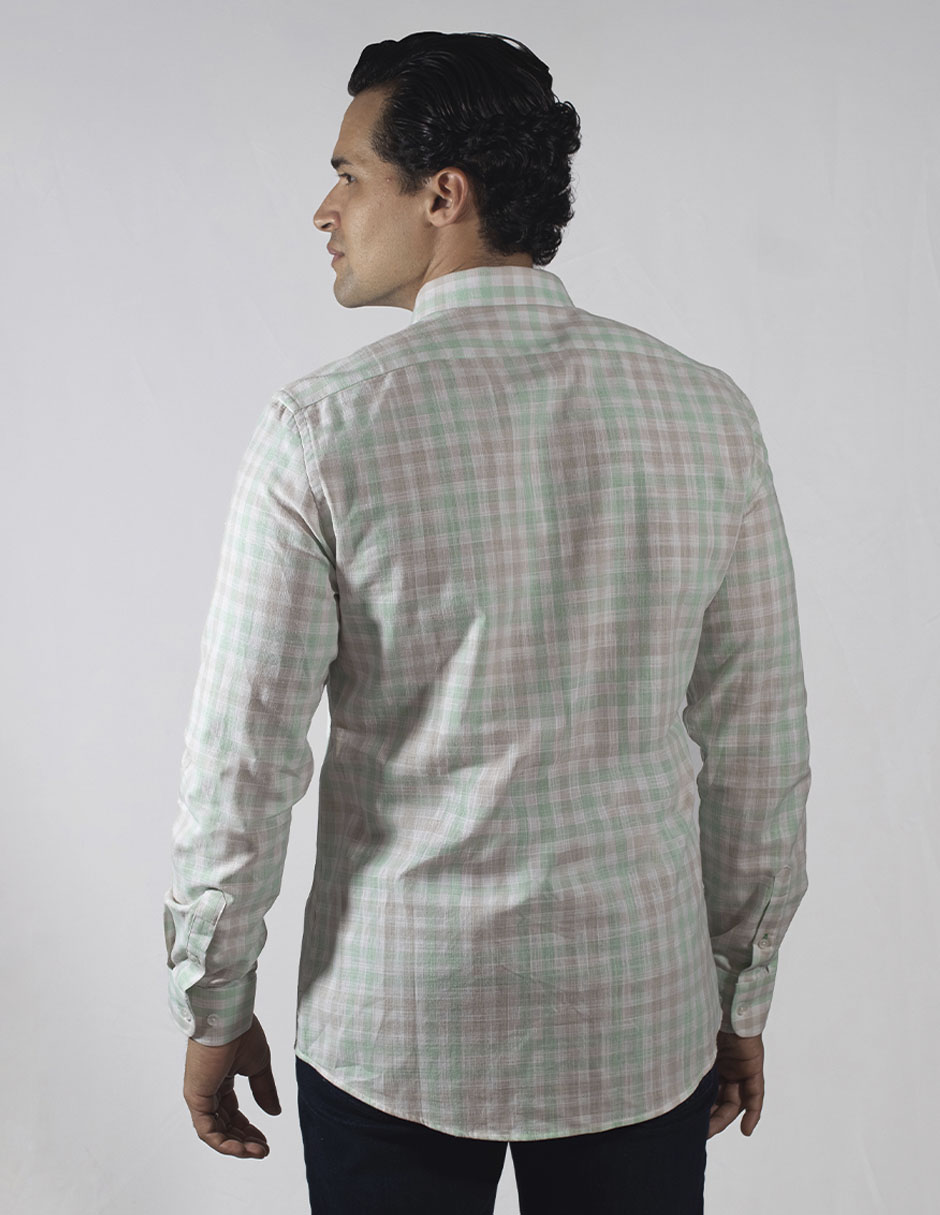 Camisa casual Oscar De La Renta de algodón manga larga para hombre