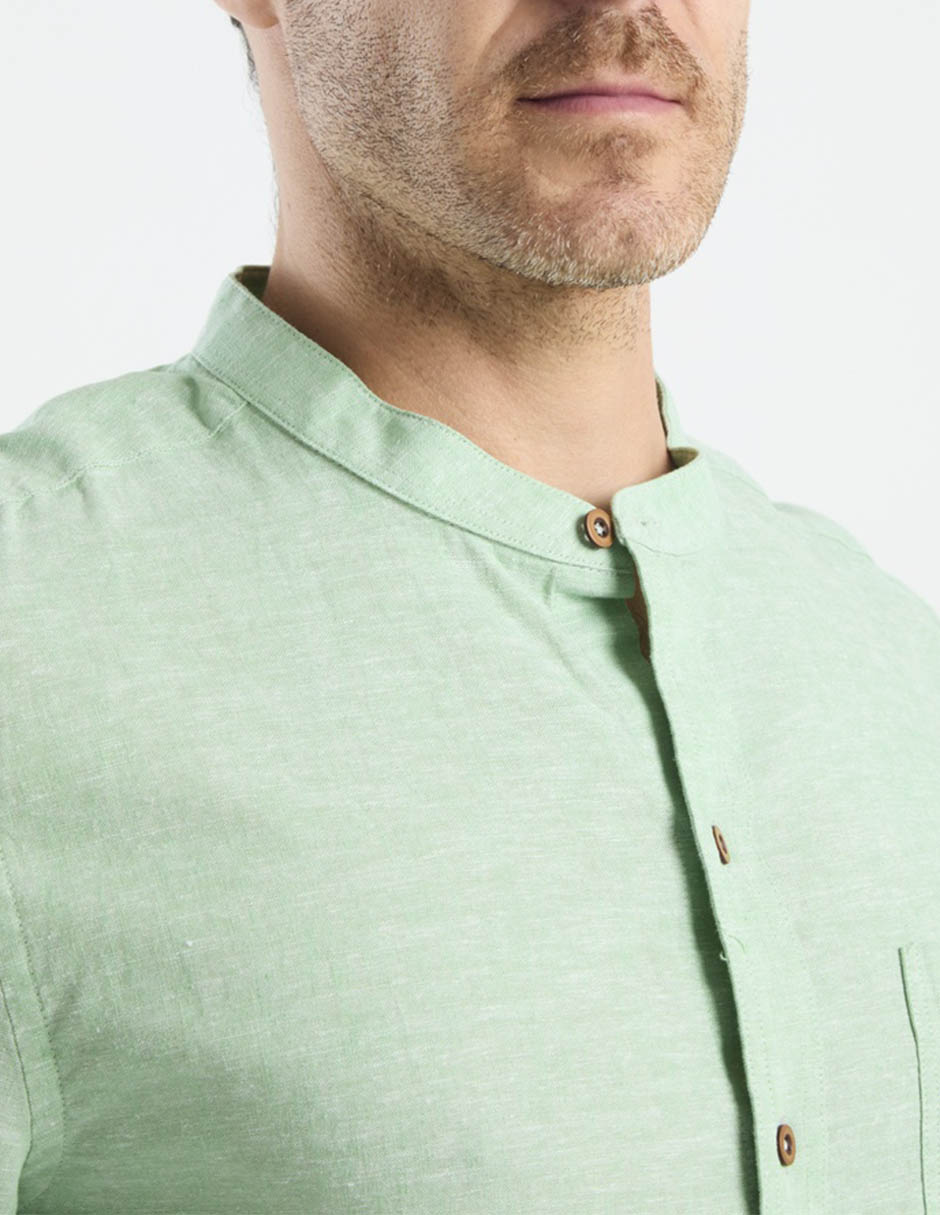 Camisa casual de algodón y lino manga larga para hombre 9