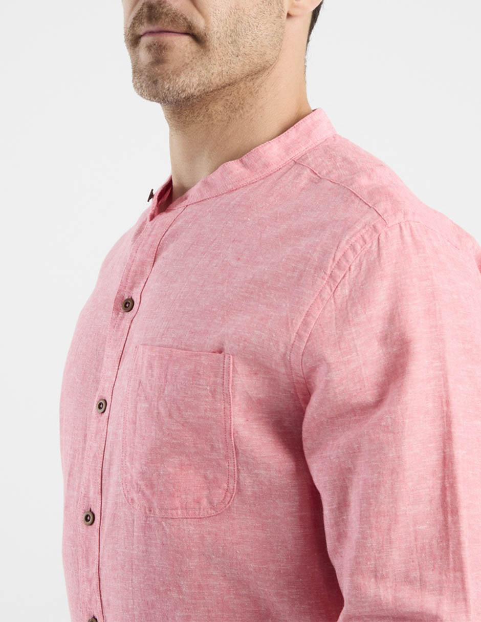 Camisa casual Costavana de algodón y lino manga larga para hombre