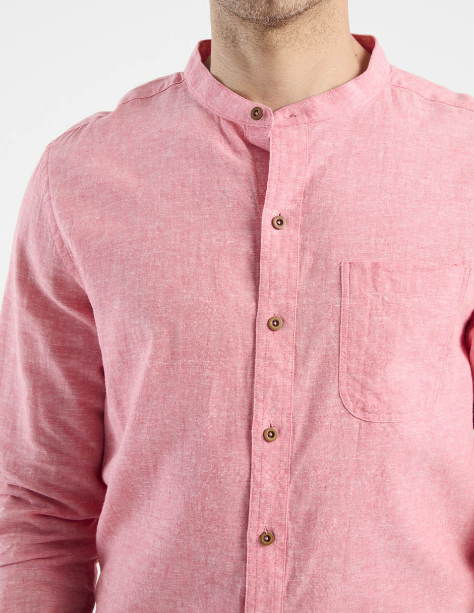 Camisa casual Costavana de algodón y lino manga larga para hombre