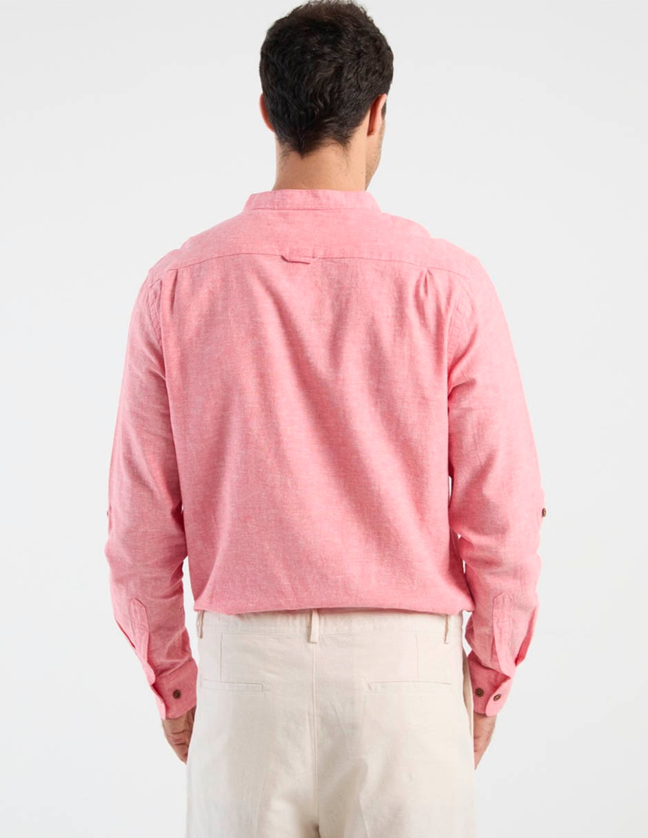 Camisa casual Costavana de algodón y lino manga larga para hombre