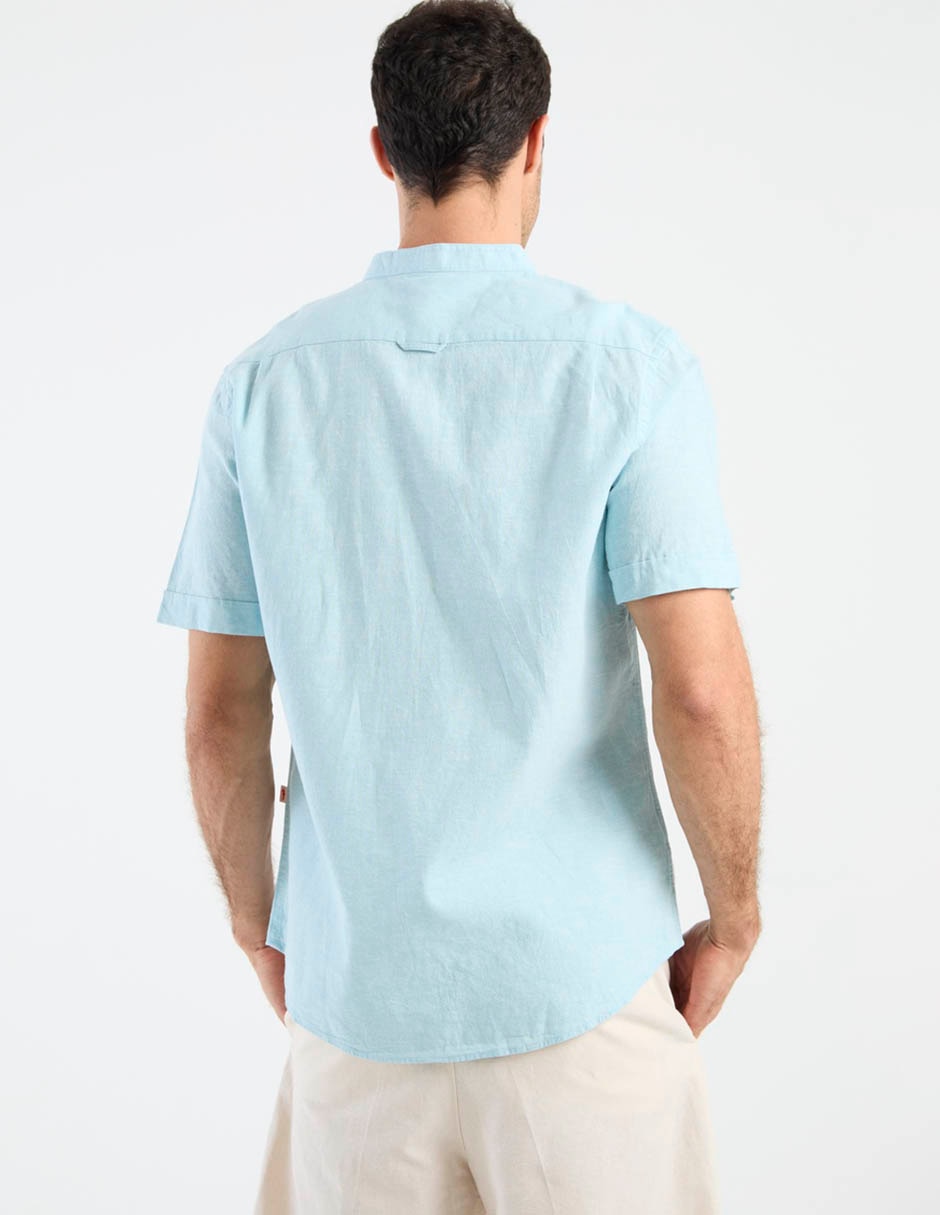 Camisa casual de algodón y lino manga corta para hombre 11