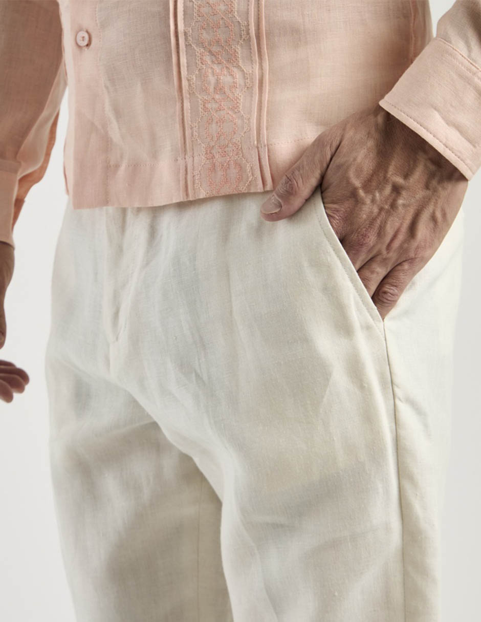 Pantalón chino slim de lino para hombre 3