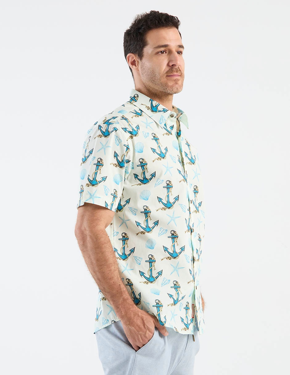 Camisa casual de algodón manga corta para hombre 7