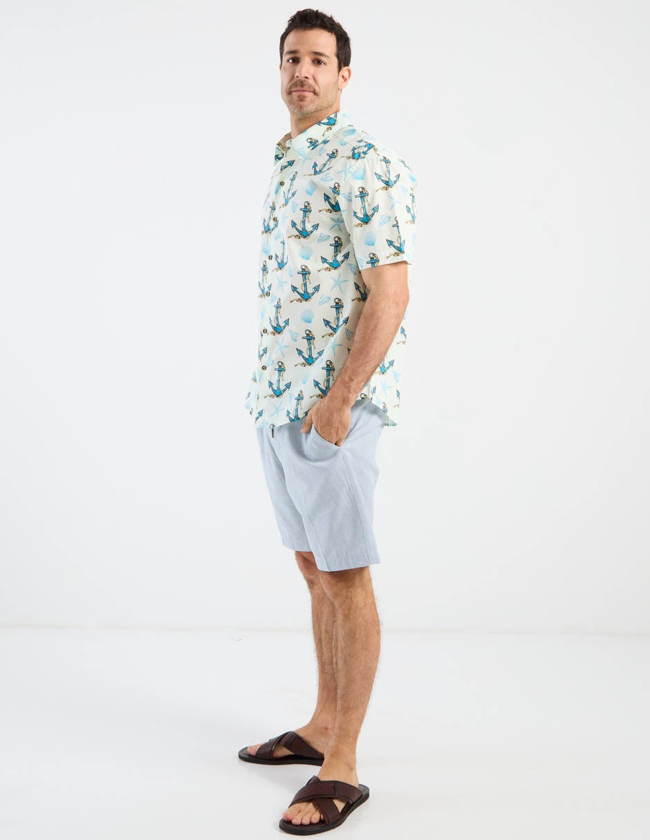 Camisa casual de algodón manga corta para hombre 8