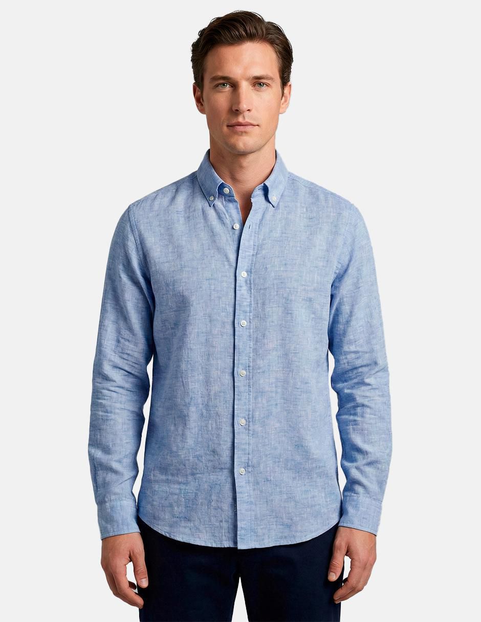 Camisa casual 98 Coast AV manga larga para hombre